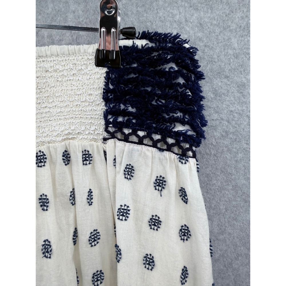 Maeve Anthropologie Jansen Embroidered Skirt Women Medium White Navy Blue Boho - Picture 5 of 10
